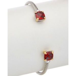 JUVELL 18K Plated Red Topaz Twisted Cable Bangle